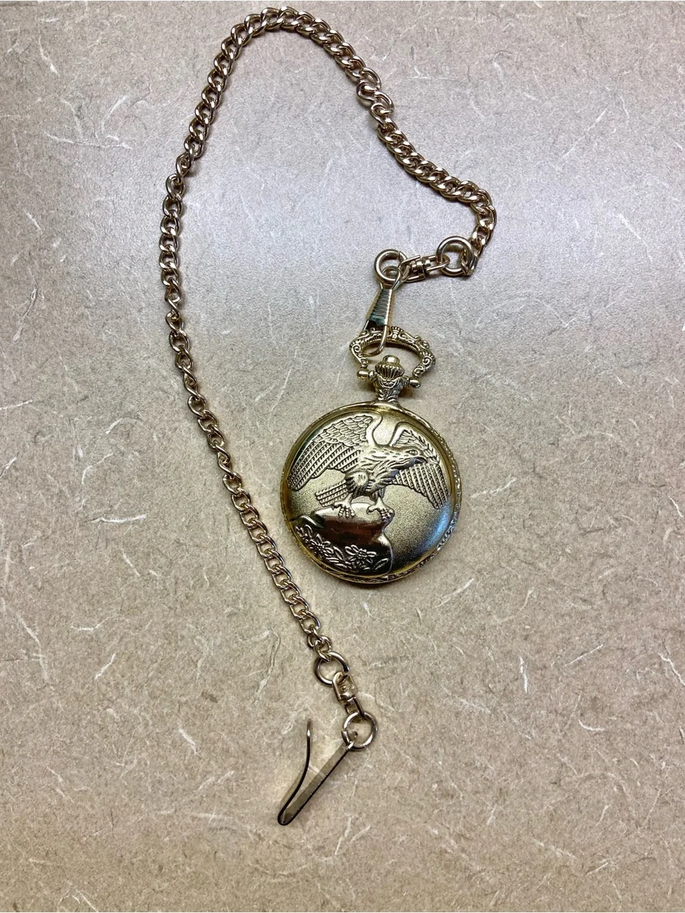 Gold-Tone Eagle Pocket Watch Pendant Necklace